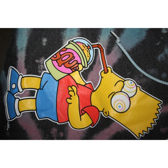 The Simpsons Men's M Tie Dye Bart Hoodie Trippy Cartoon Graphic Sweatshirt - Picture 4 of 9